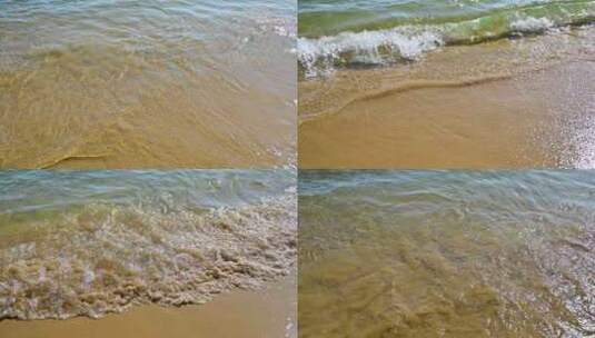 海岛阳光下海浪浪花冲刷沙滩高清在线视频素材下载