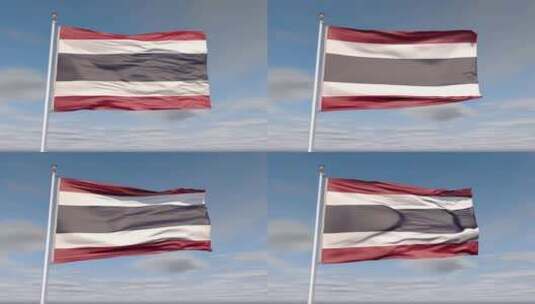 泰国国旗动画与天空和云高清在线视频素材下载