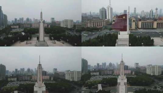 合集航拍江西南昌八一起义纪念塔高清在线视频素材下载