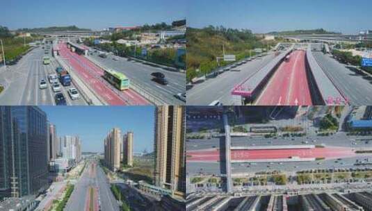 南宁公交车 公交车站 BRT高清在线视频素材下载