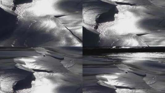 大兴安岭冰河初开冰面高清在线视频素材下载