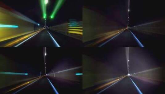 第一视角穿梭隧道汽车行驶流光延时高清在线视频素材下载