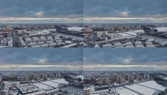 冰雪覆盖的哥本哈根城市景观高清在线视频素材下载