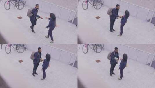 商务会议，握手，女商人，街高清在线视频素材下载