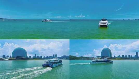 珠海航拍港珠澳大桥大全景 海面低机位飞行高清在线视频素材下载