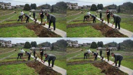 劳动空镜刨土锄地农场工人耕作劳作翻土高清在线视频素材下载