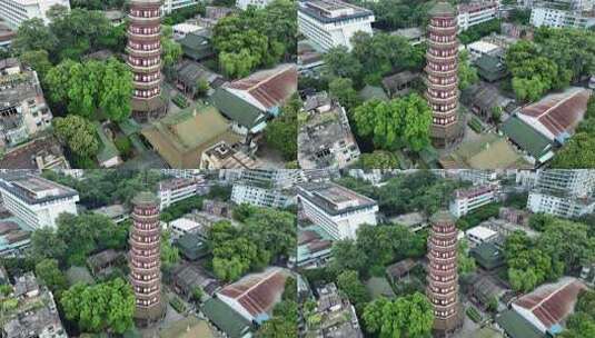 广东省广州市越秀区六榕寺塔全景航拍高清在线视频素材下载