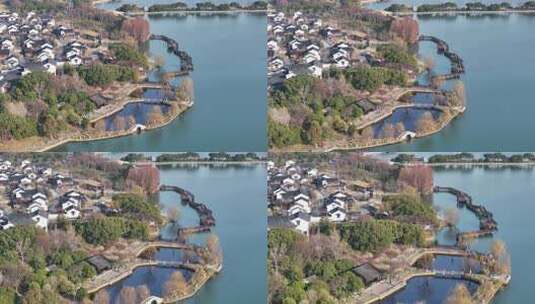 京杭运河苏州石湖景区湖中美景（航拍素材）高清在线视频素材下载