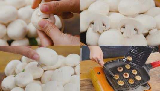 新鲜口蘑菇高清在线视频素材下载