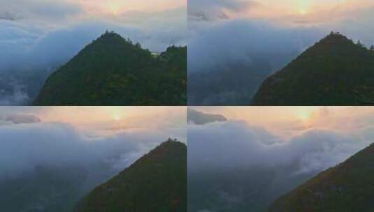 重庆巫山三峡红叶云海延时美景高清在线视频素材下载