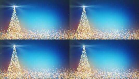 4k彩色粒子圣诞树动画节日蓝色背景高清在线视频素材下载