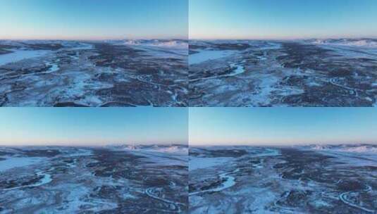 寒冬湿地雪景夕阳高清在线视频素材下载