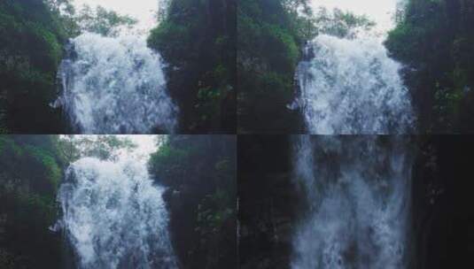 瀑布侧面面 特写 拉丝水流   前景石头 下摇高清在线视频素材下载