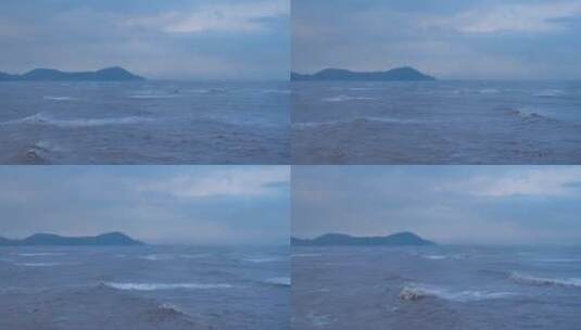 浙江普陀山台风天中的海面高清在线视频素材下载