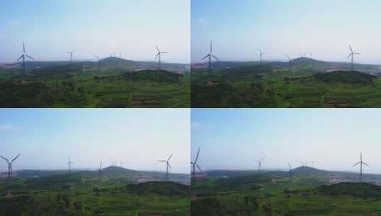 4k 航拍户外乡村绿色能源风力发电机高清在线视频素材下载