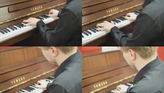 男人弹钢琴高清在线视频素材下载