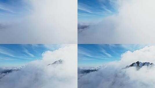 美丽自然风光蓝天下川西雪山夹金山航拍风景高清在线视频素材下载