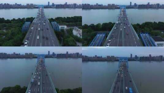 航拍杭州复兴大桥车流高清在线视频素材下载