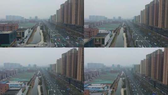 航拍山东淄博城市风景高清在线视频素材下载