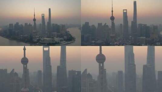 上海·陆家嘴日出·运镜航拍高清在线视频素材下载
