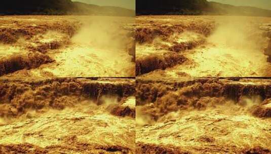 金色黄河壶口瀑布高速实拍高清在线视频素材下载