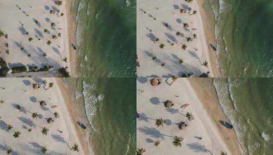 航拍沙滩与海浪高清在线视频素材下载