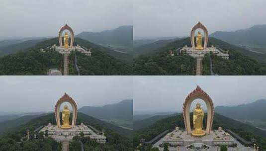 航拍江西九江庐山东林寺东林大佛高清在线视频素材下载