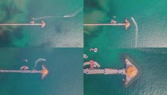 青岛著名景区栈桥俯拍延时高清在线视频素材下载