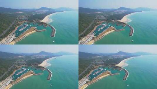 海南华润石梅湾国际游艇码头风景高清在线视频素材下载