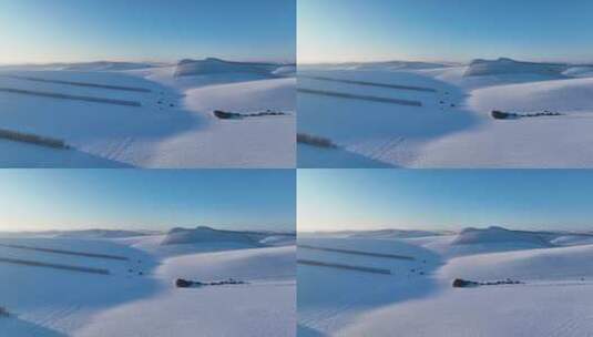 航拍严冬中的辽阔雪原高清在线视频素材下载