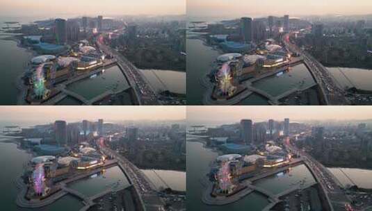 4k  航拍青岛西海岸新区城市景观高清在线视频素材下载