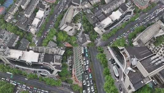 杭州庆春路建筑航拍空镜高清在线视频素材下载