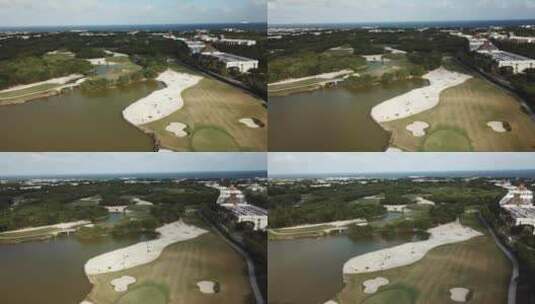 墨西哥金塔纳罗奥豪华尼克劳斯设计高尔夫球场的鸟瞰图。高清在线视频素材下载