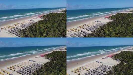 福塔莱萨的热带海滩风光。巴西东北部。塞阿拉州。高清在线视频素材下载