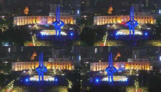 济南泉城广场喷泉高清在线视频素材下载