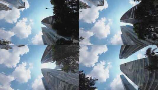 仰视城市摩天大楼高清在线视频素材下载