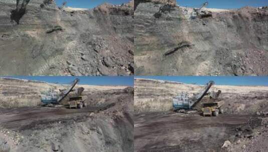 煤矿运煤机鸟瞰图高清在线视频素材下载