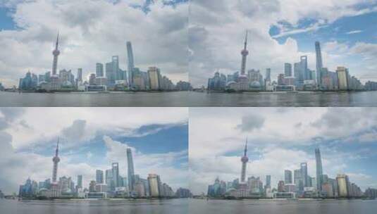 上海外滩东方明珠三件套魔都蓝天白云延时高清在线视频素材下载
