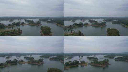 四川眉山仁寿黑龙滩的岛与湖高清在线视频素材下载