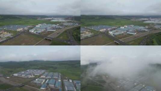 绥芬河经济贸易区航拍 绥博会高清在线视频素材下载