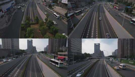 武汉珞喻路光谷方向道路航拍高清在线视频素材下载