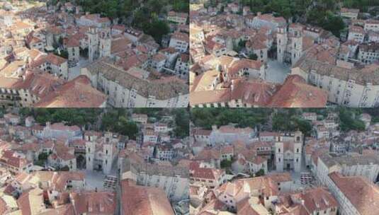 黑山科托尔老城圣特里丰大教堂鸟瞰图高清在线视频素材下载