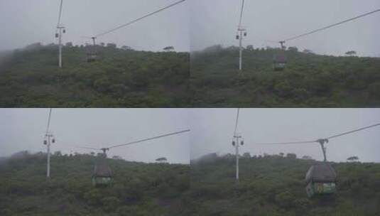 山中起雾高空缆车高清在线视频素材下载