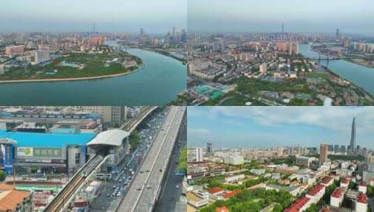 天津滨海新区交通路网航拍高清在线视频素材下载