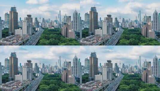 中国上海城市蓝天白云延时风光高清在线视频素材下载