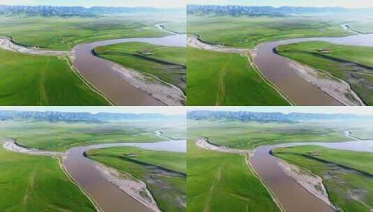 航拍黄河 甘南玛曲黄河 黄河景观高清在线视频素材下载