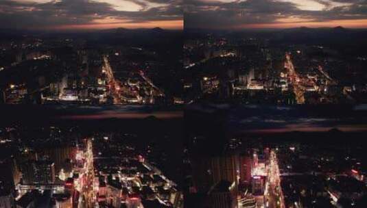 合集贵州凯里北京西路城市夜景灯光交通航拍高清在线视频素材下载