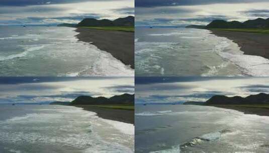 堪察加半岛的黑色沙滩高清在线视频素材下载