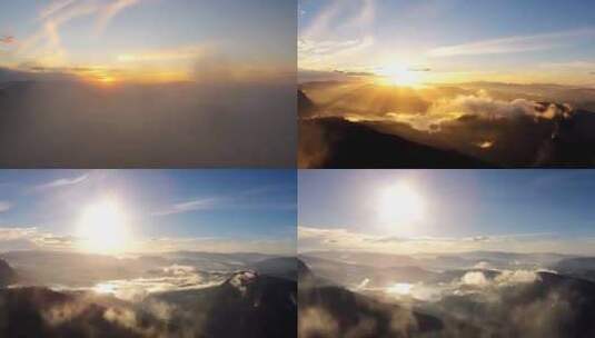 航拍高空云层云海阳光日出大气层高清在线视频素材下载