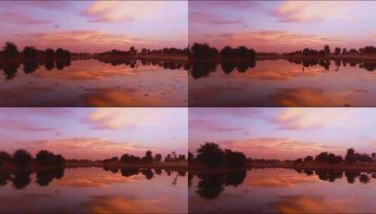 夕阳倒映在湖面高清在线视频素材下载
